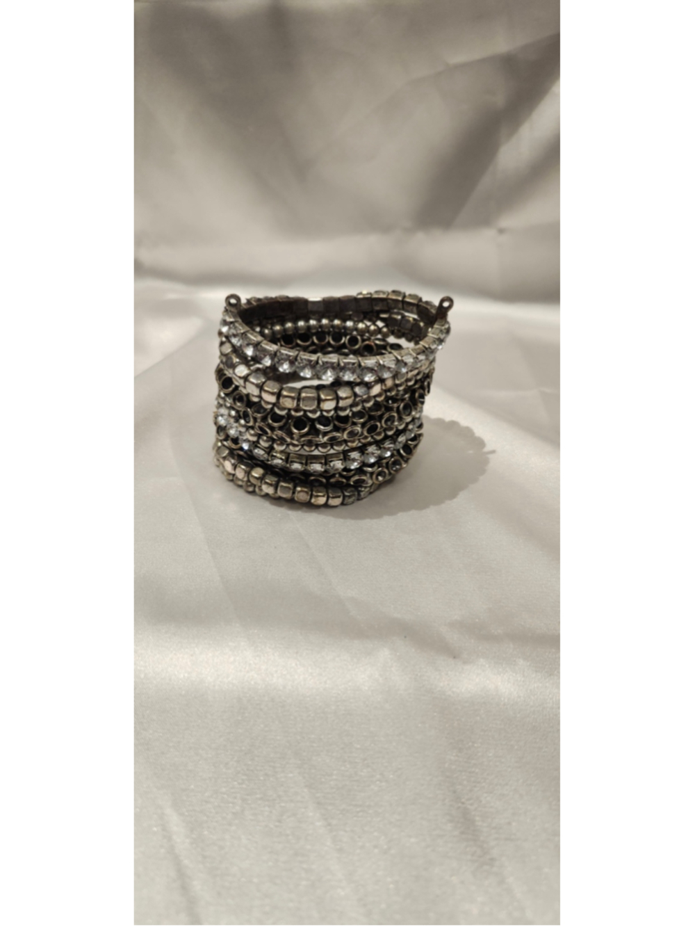 ✨ Vintage Boho Rhinestone & Metallic Stacked Cuff Bracelet ✨